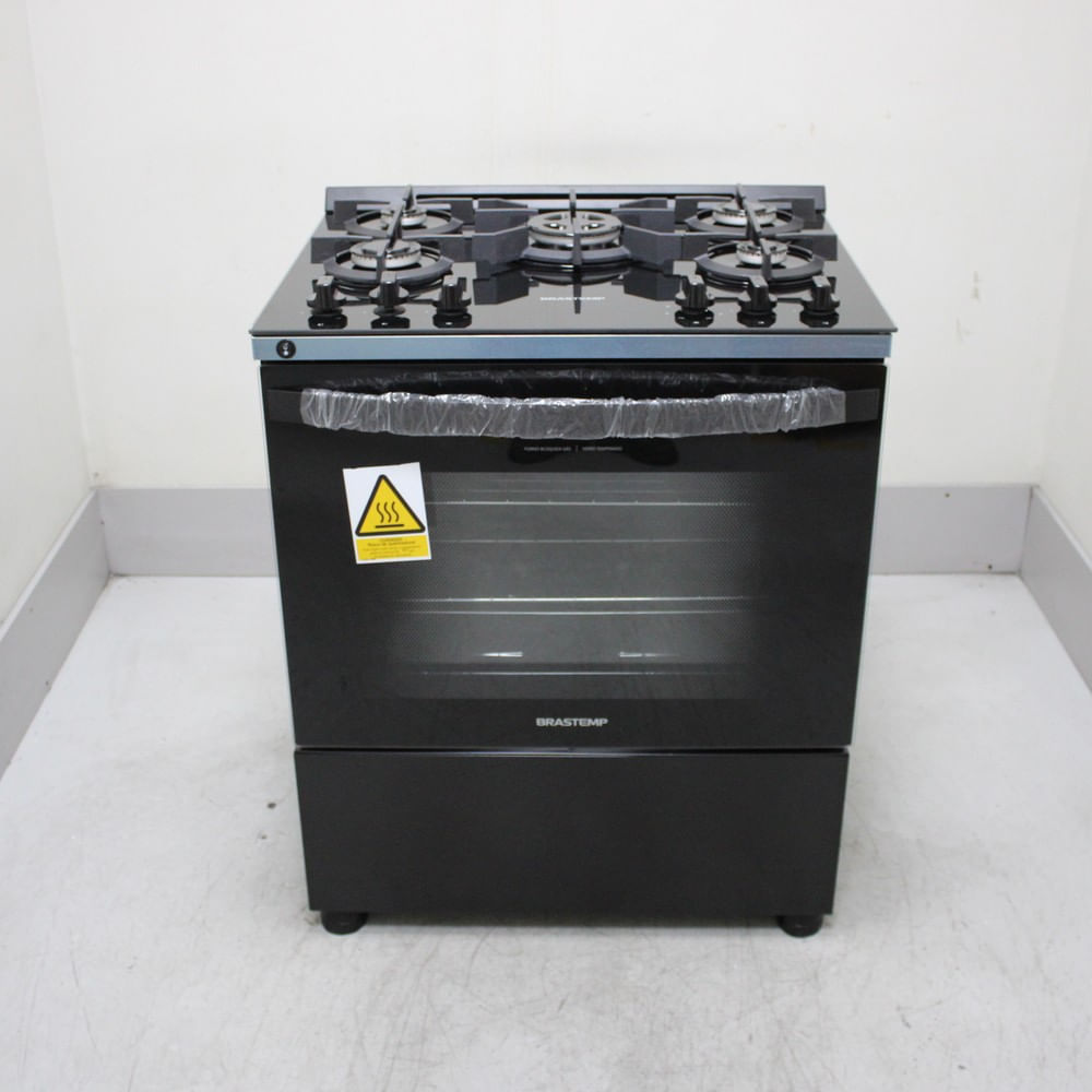Fogão Brastemp 5 Bocas Preto Com Mesa De Vidro E Turbo Chama - Bfs5vceus2_Wotimo_Cf6690537 Bivolt