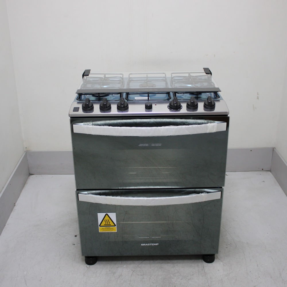 Fogão Brastemp 5 Bocas Duplo Forno Cor Inox Com Botões Removíveis e Exclusivo Aro Protetor - BFD5NCRNS2_WOTIMO_CF6697011