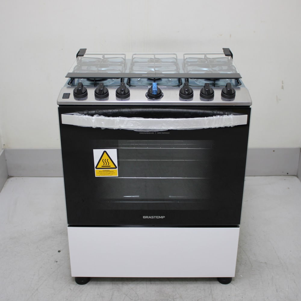 Fogão Brastemp 6 Bocas Branco Com Botões Removíveis E Exclusivo Aro Protetor - Bfs6ncbus1_Wexcele_Cg6715048 Bivolt