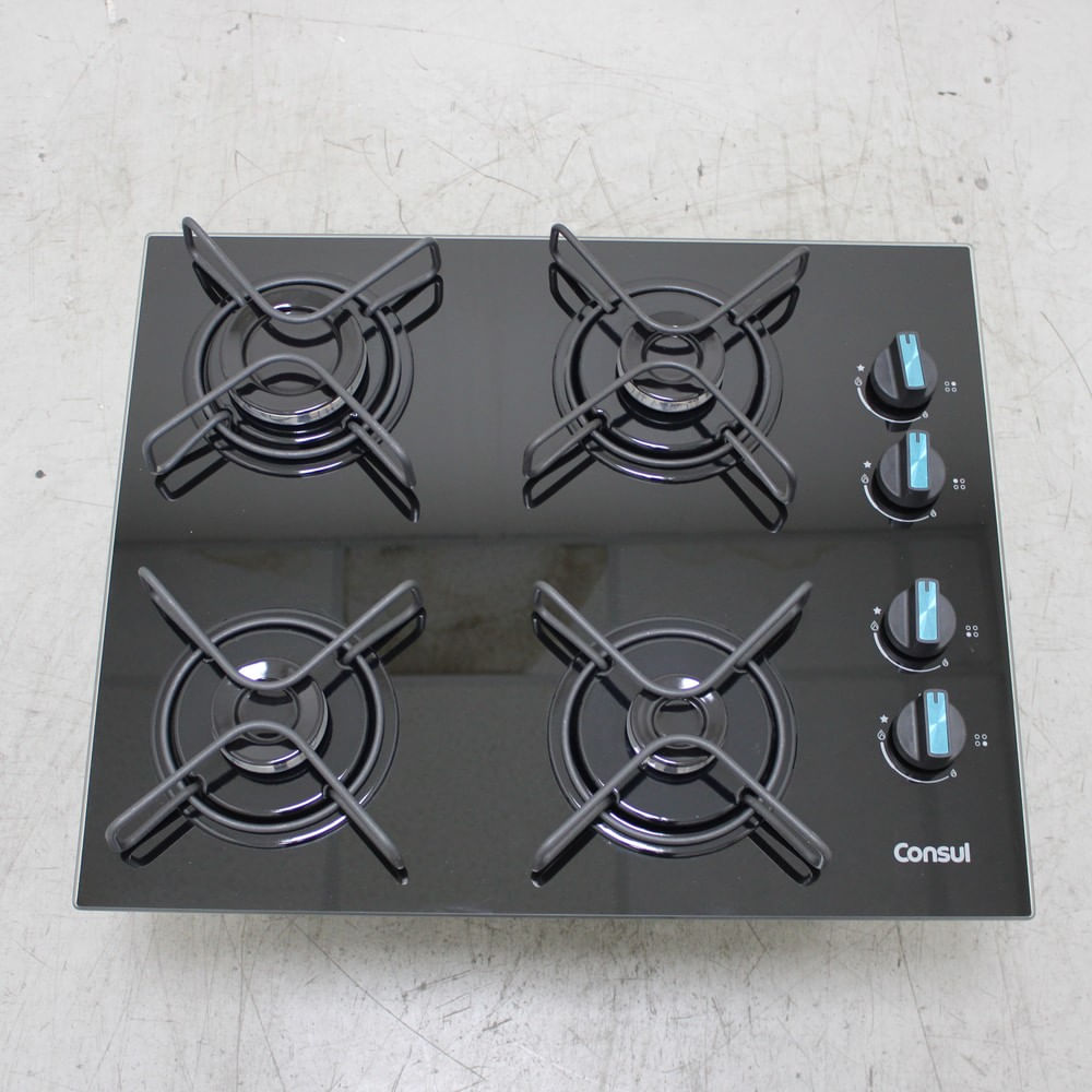 Cooktop 4 Bocas A Gás Consul Com Grades Estáveis E Mesa De Vidro - Cd060beus1_Wexcele_Cg6720761 Bivolt