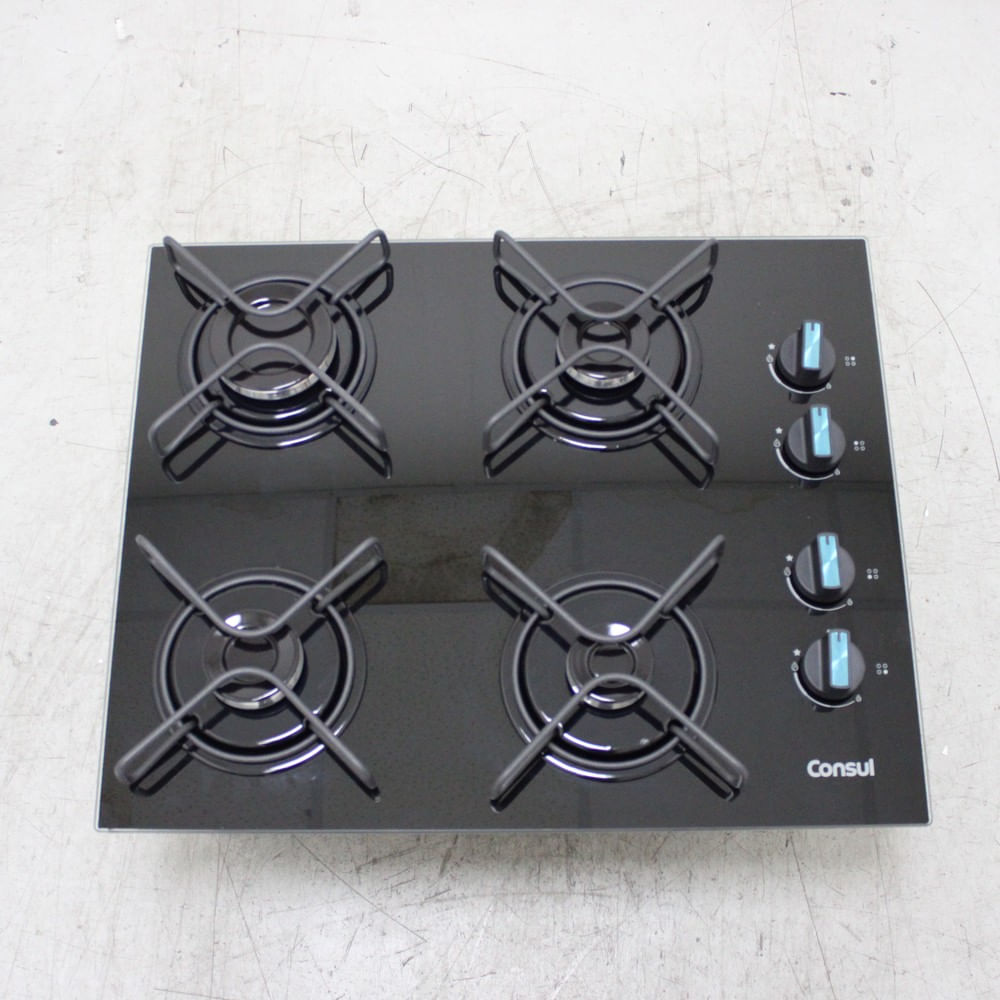 Cooktop 4 Bocas A Gás Consul Com Grades Estáveis E Mesa De Vidro - Cd060beus2_Wotimo_Cg6701605 Bivolt