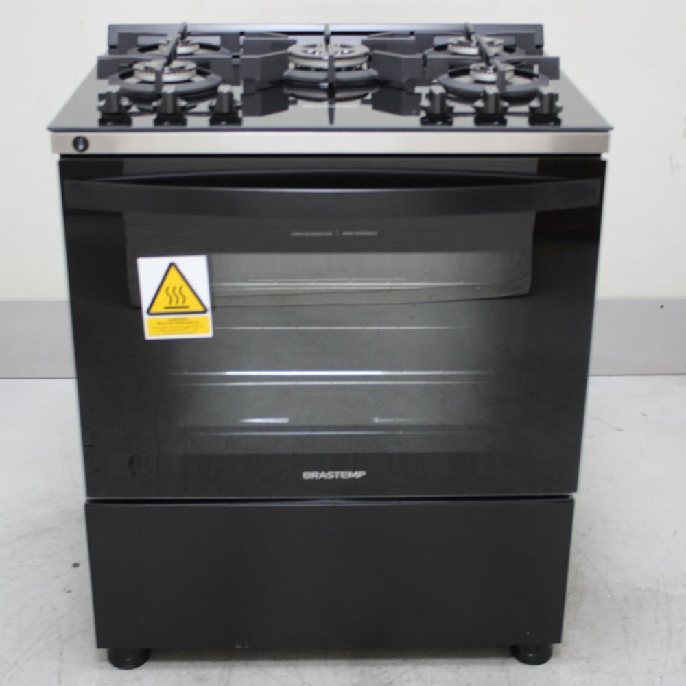 Fogão Brastemp 5 Bocas Preto Com Mesa de Vidro e Turbo Chama - BFS5VCEUS2_WOTIMO_CH6776762