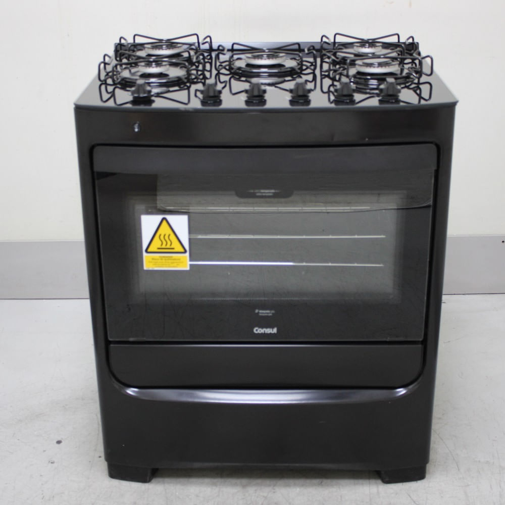 Fogão 5 Bocas Consul Mesa De Vidro Preto - Cfs5vbeus3_Wbom_Ch6066389 Bivolt