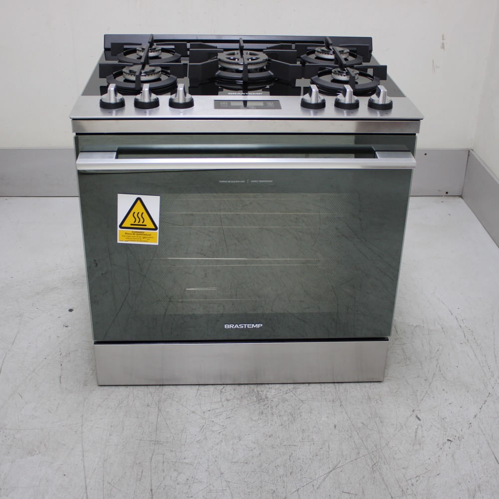 Fogão Brastemp 5 Bocas De Embutir Cor Inox Com Mesa De Vidro E Touch Timer Com Autodesligamento - Bys5vcrns1_Wexcele_Ch6793190 110V