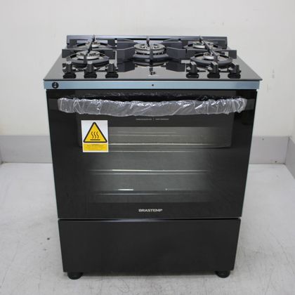 Fogão Brastemp 5 Bocas Preto Com Mesa de Vidro, Função Air Fryer e Turbo Chama - BFS5LAERS2_WOTIMO_CH6793258 220V