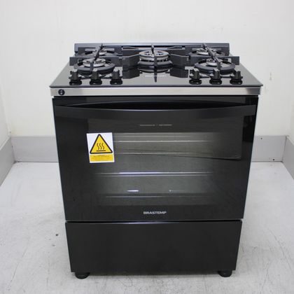 Fogão Brastemp 5 Bocas Preto Com Mesa de Vidro e Turbo Chama - BFS5VCEUS2_WOTIMO_CH6793188 BIVOLT