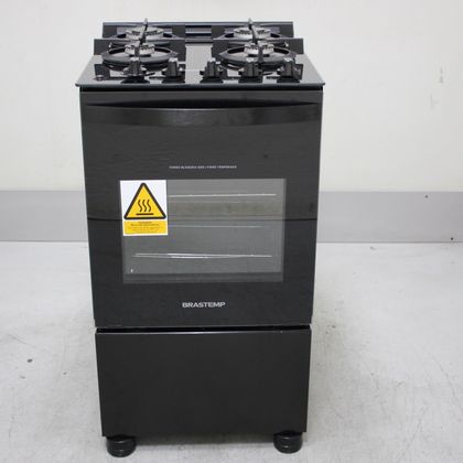 Fogão Brastemp 4 Bocas Preto com Mesa de Vidro e Grades Duplas de Ferro Fundido - BFO4VAEUS2_WOTIMO_CH6806049 BIVOLT