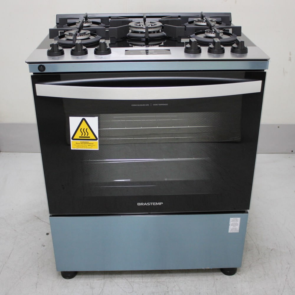Fogão Brastemp 5 Bocas Cor Inox Com Mesa De Vidro, Turbo Chama E Timer - Bfs5xarus2_Wotimo_Ci6832614 Bivolt