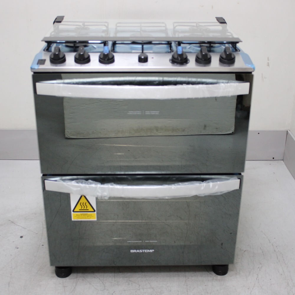 Fogão Brastemp 5 Bocas Duplo Forno Cor Inox Com Botões Removíveis E Exclusivo Aro Protetor - Bfd5ncrns2_Wotimo_Ci6834953 110V