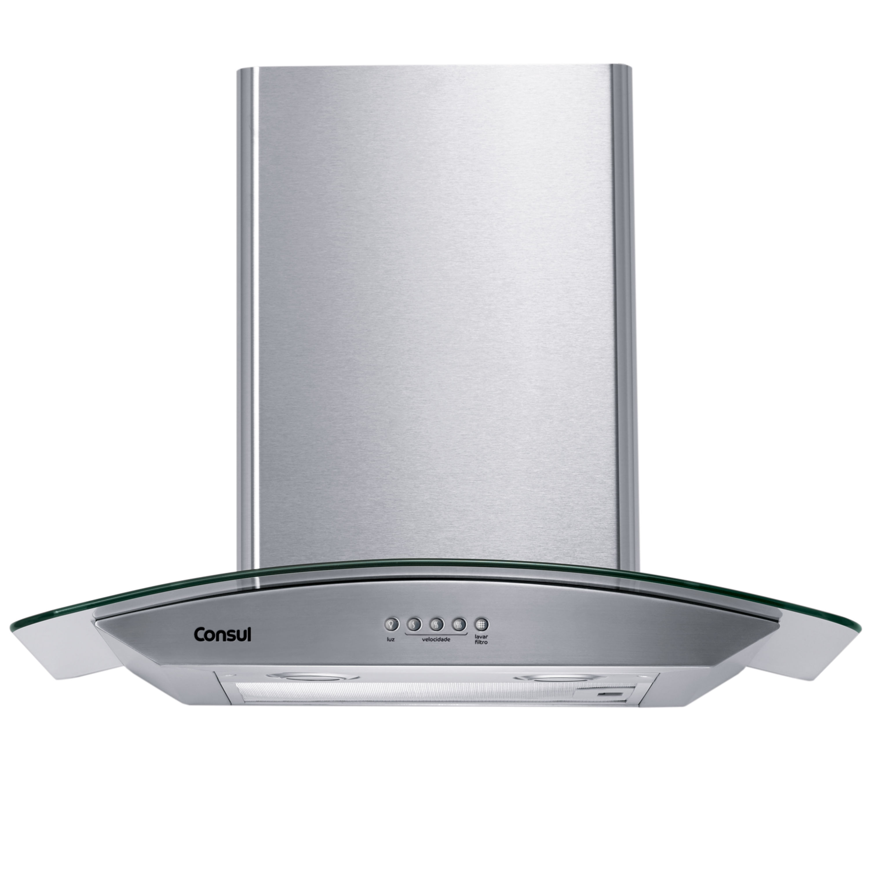 Coifa de Parede Consul 60cm Inox 4 Bocas com Design em Vidro e Aviso Lavar Filtro - CAP60AR