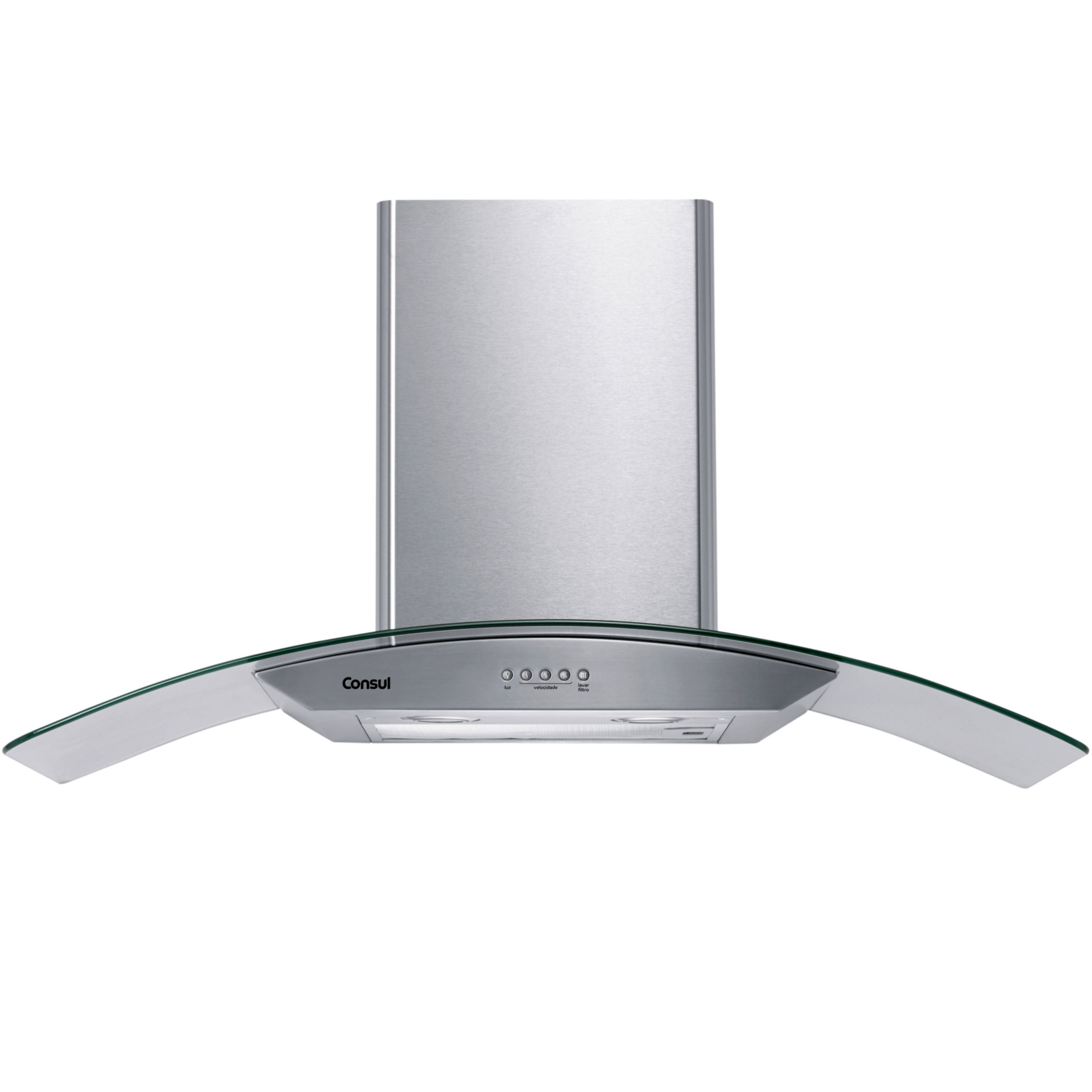 Coifa De Parede Consul 90 Cm Inox 5 E 6 Bocas Com Design Em Vidro E Aviso Lavar Filtro - Cap90ar 220V