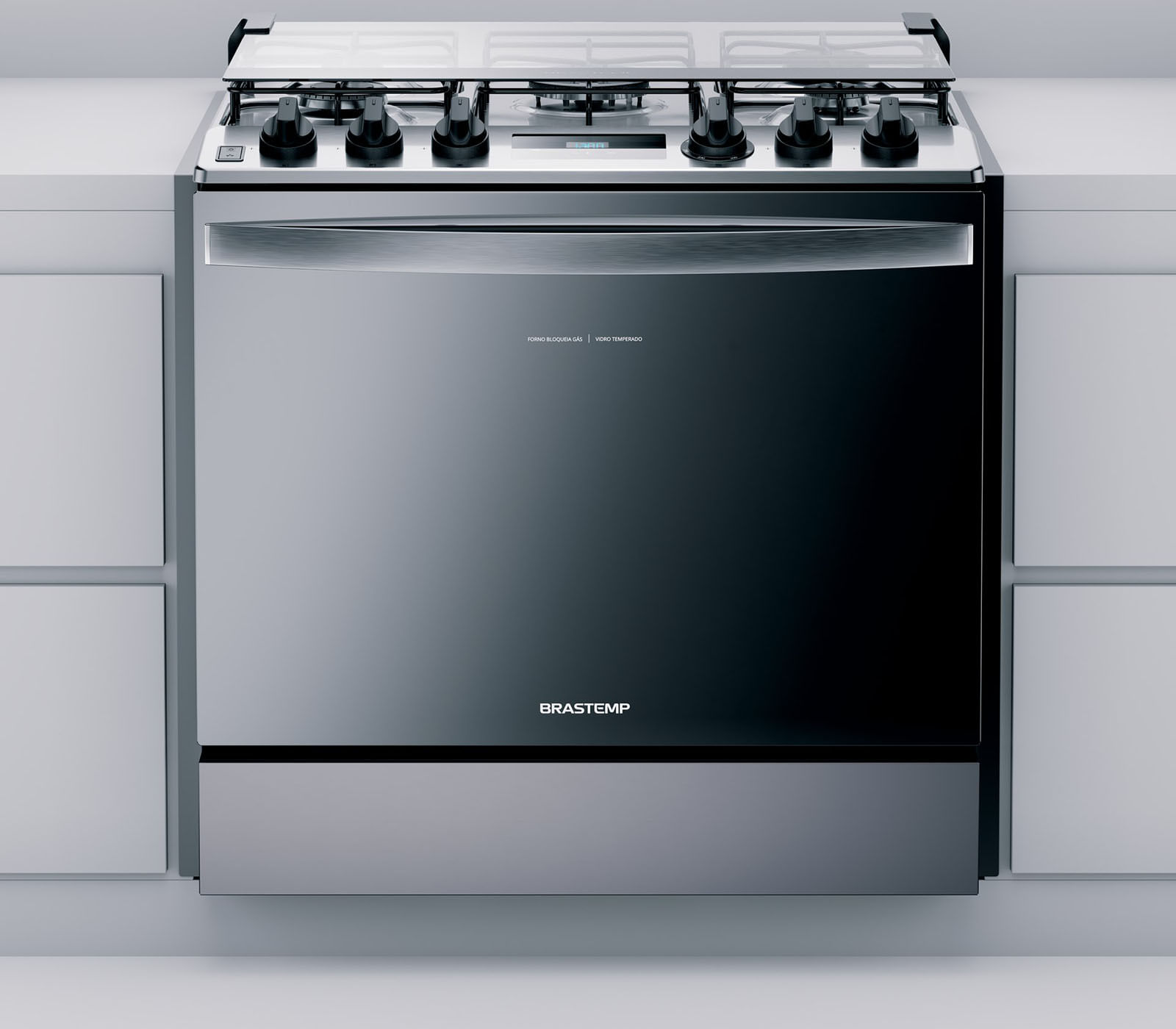 Fogão Brastemp 5 Bocas De Embutir Cor Inox Com Turbo Chama E Touch Timer - Bys5pcr Bivolt