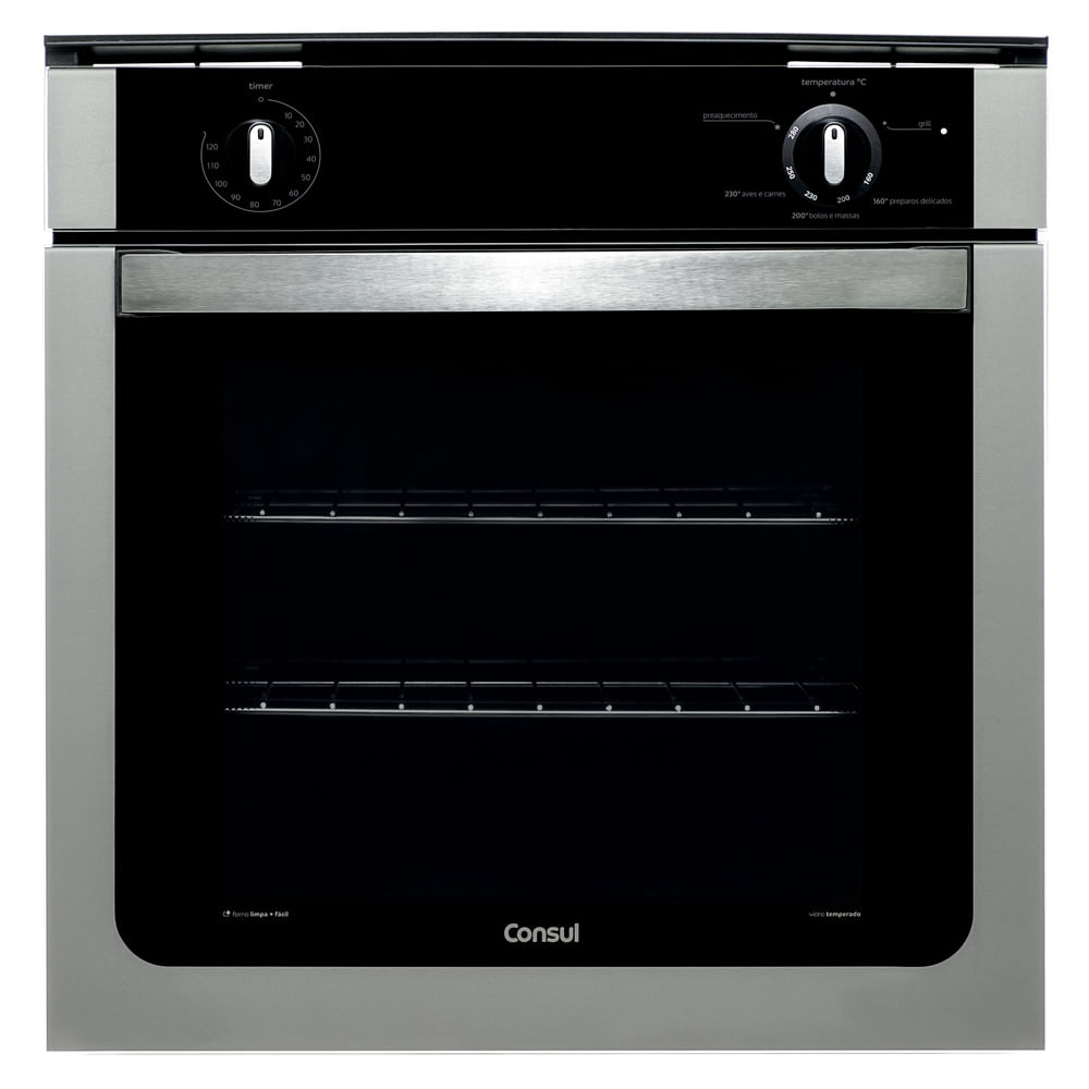 Forno De Embutir A Gás Consul 78 Litros Prata Com Grill E Timer Sonoro - Coa84br