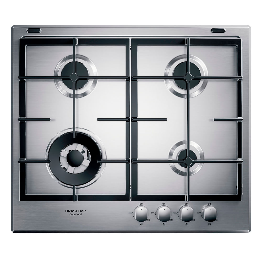 Cooktop 4 Bocas Brastemp Gourmand Inox Com Duplachama E Trempe Com Ferro Fundido - Outlet - Bdk60dr_Out 220V