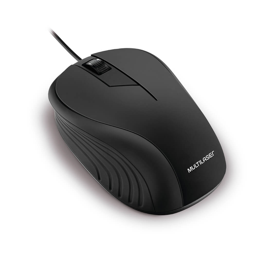 Mouse Multilaser Emborrachado Preto Com Fio Usb - Mo222 Preto