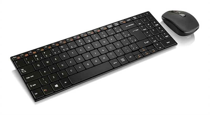 Teclado E Mouse Sem Fio 2.4 Ghz Multimídia Preto Usb Slim - Tc202 Preto