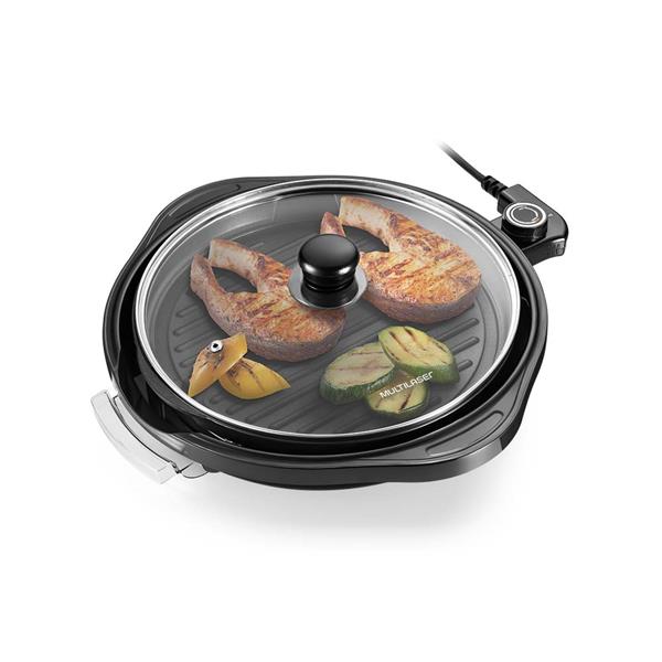 Panela Grill Multilaser Gourmet 1200W Grelha Antiaderente Temperatura Regulável E 30cm De Diâmetro Preto - Ce053