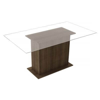 Mesa Madesa Com Tampo De Vidro 5251A Rustic Marrom