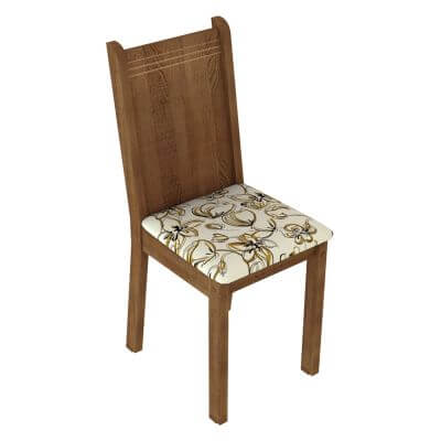 Kit 4 Cadeiras 4290 Madesa Rustic/Lírio Bege Marrom