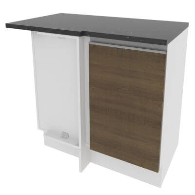 Balcão De Canto Madesa Acordes Glamy 100% Mdf 1 Porta Branco/Rustic Marrom