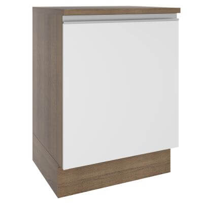 Balcão Madesa Glamy 60 Cm 1 Porta Rustic/Branco Marrom