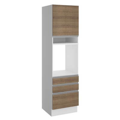 Torre Quente Para Fornos Madesa Glamy 1 Porta E 3 Gavetas - Branco/Rustic Branco/Rustic Marrom