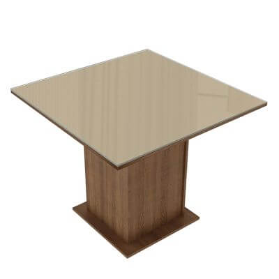 Mesa Madesa Quadrada Tampo De Vidro 5363 Rustic/Crema Marrom