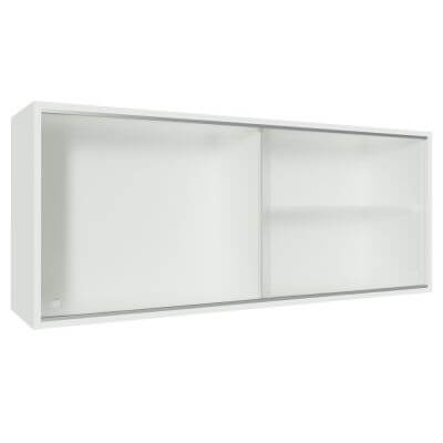 Armário Aéreo Madesa Acordes Glamy 100% Mdf 2 Portas De Correr De Vidro Boreal Branco Branco