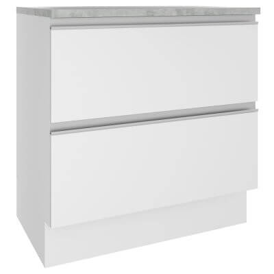 Balcão Madesa Glamy 80 Cm 2 Gavetas Branco Branco