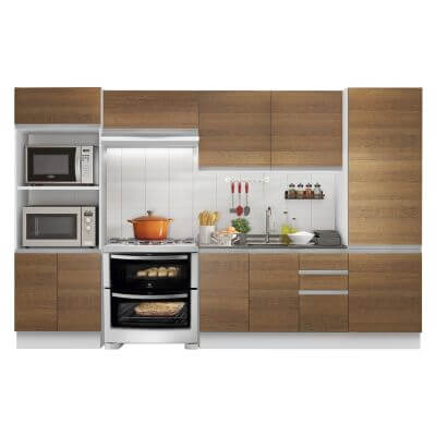 Cozinha Completa Madesa 100% Mdf Acordes Glamy 2 Gavetas 11 Portas Rustic/Branco