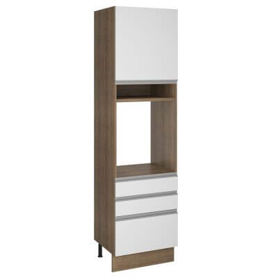 Torre Quente Madesa Glamy 60 Cm 1 Porta 3 Gavetas Rustic/Branco Marrom