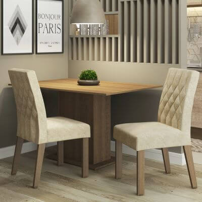 Conjunto Sala De Jantar Madesa Lia Mesa Tampo De Madeira Com 2 Cadeiras Rustic/Imperial Marrom