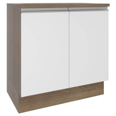 Balcão Madesa Glamy 80 Cm 2 Portas Rustic/Branco Marrom