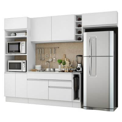Cozinha Completa Madesa Safira Com Armário E Balcão Branco Branco
