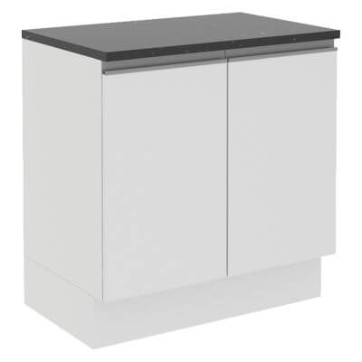 Balcão Madesa Acordes Glamy 100% Mdf 80 Cm 2 Portas Branco Branco