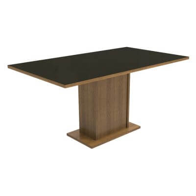 Mesa Madesa Retangular Tampo De Vidro 5275 Rustic/Preto Marrom