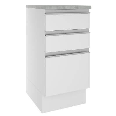 Balcão Madesa Glamy 40 Cm 3 Gavetas Branco Branco