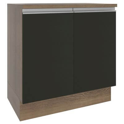 Balcão Madesa Glamy 80 Cm 2 Portas Rustic/Preto Marrom