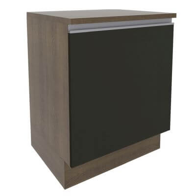 Balcão Madesa Glamy 60 Cm 1 Porta Rustic/Preto