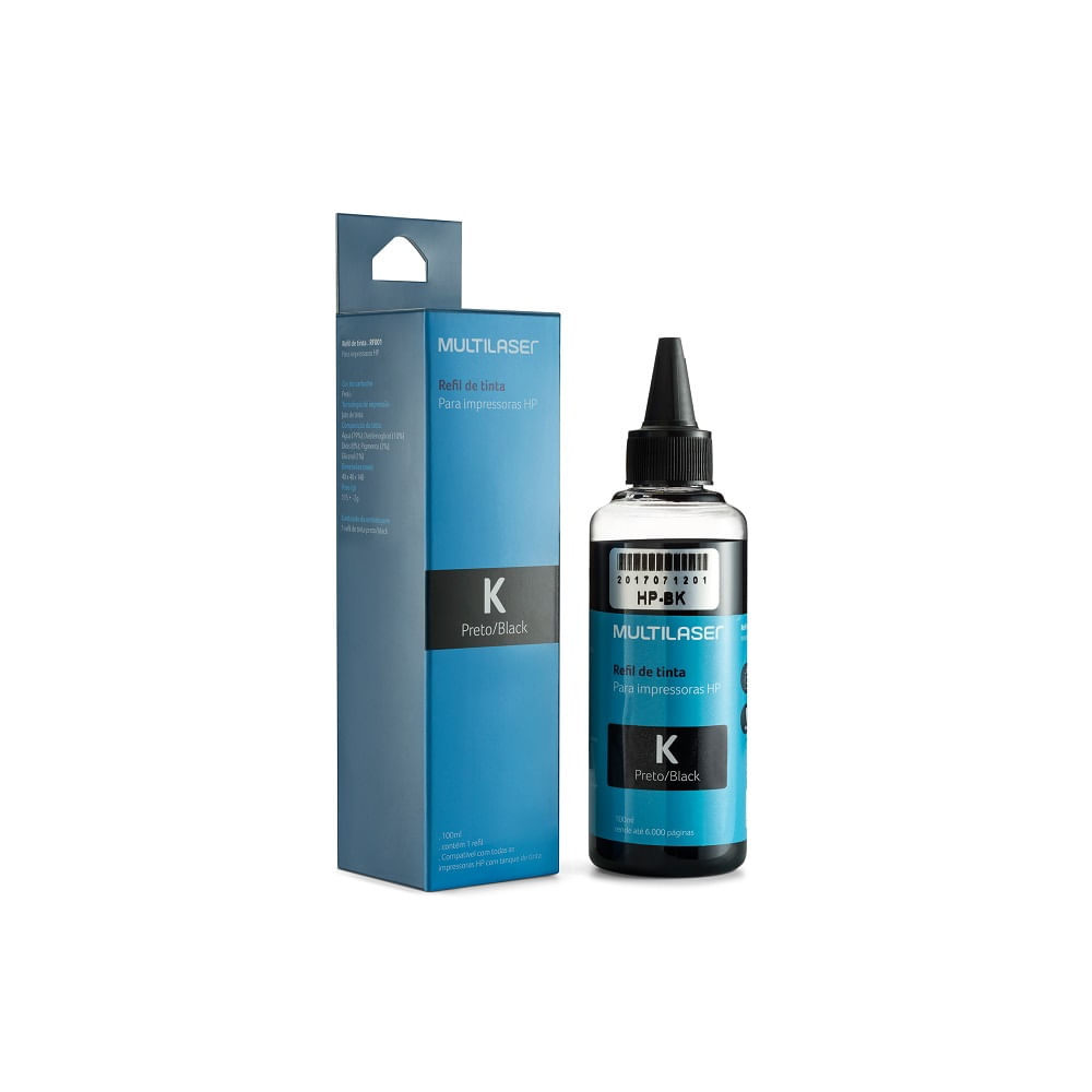Refil De Tinta Para Impressoras Hp 100 Ml Cor Preto - Rf001 Preto