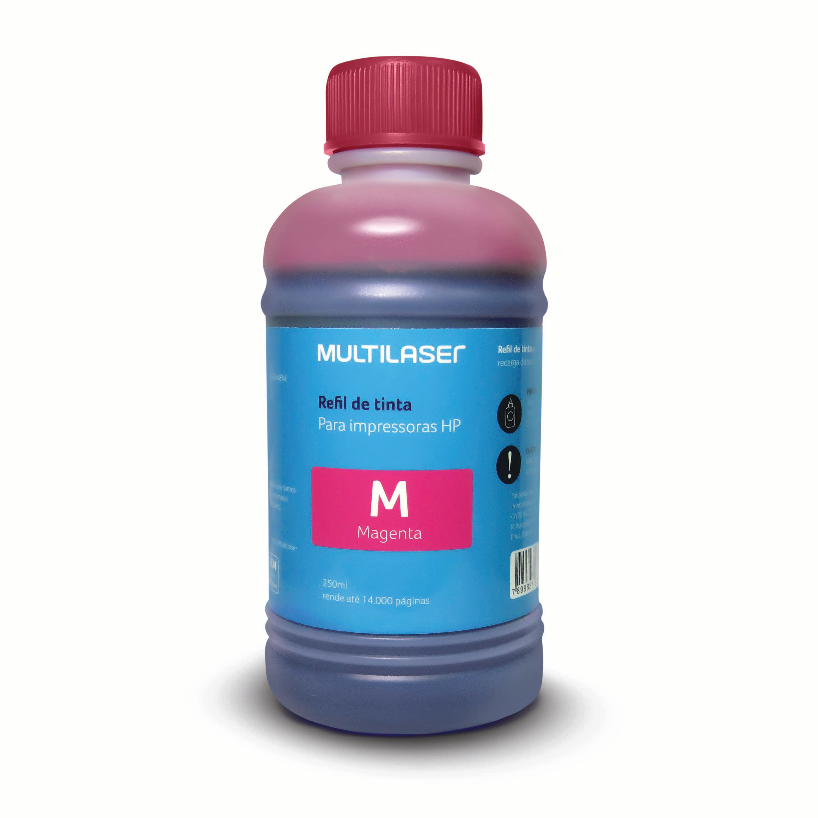 Refil De Tinta Para Cartucho Impressoras Hp 250ml Magenta Multilaser - Rf011 Multilaser
