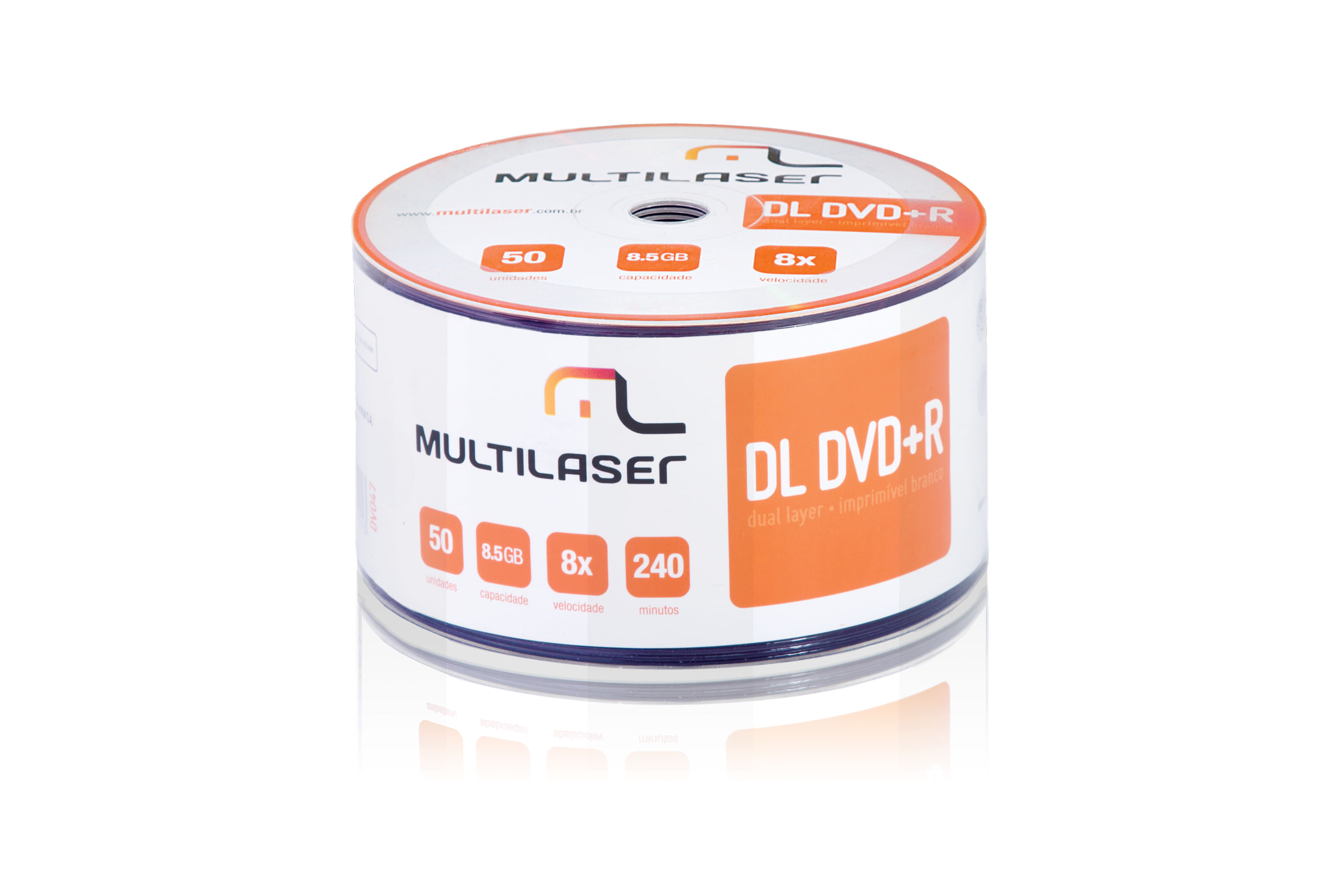 Mídia Dvd+R Dual Layer 8.5Gb Shrink Imprimível Com 50 Unidades Multilaser - Dv047 Multilaser