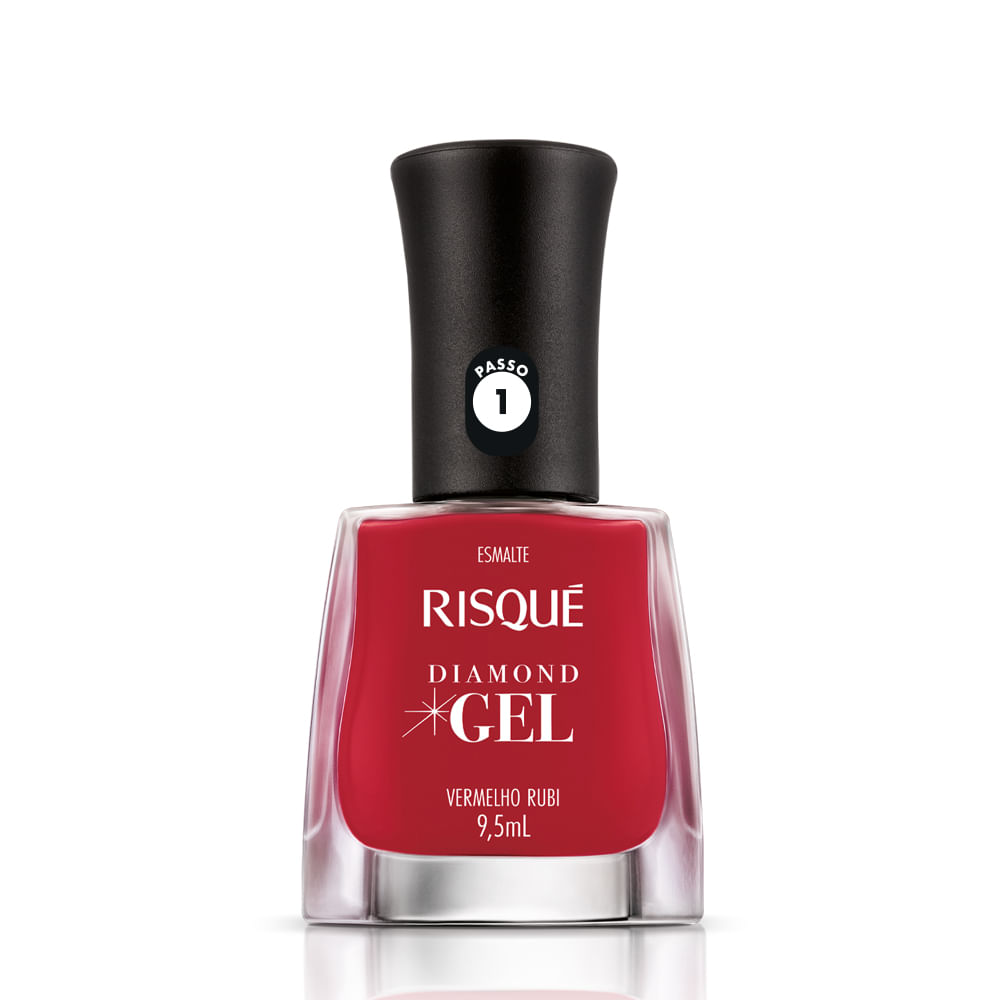 Esmalte Risqué Diamond Gel Vermelho Rubi Cremoso 9,5ml