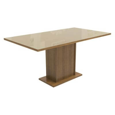 Mesa Madesa Retangular Tampo De Vidro 5275 Rustic/Crema