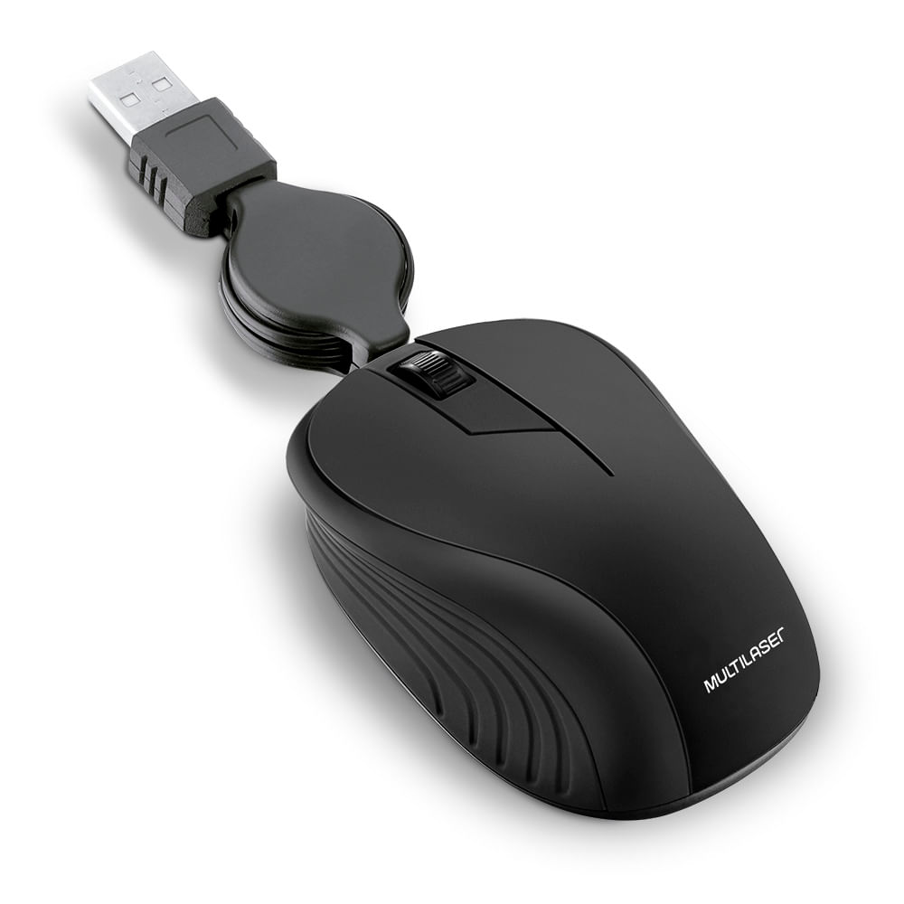 Mouse Multilaser Retrátil Preto - Mo231 Preto