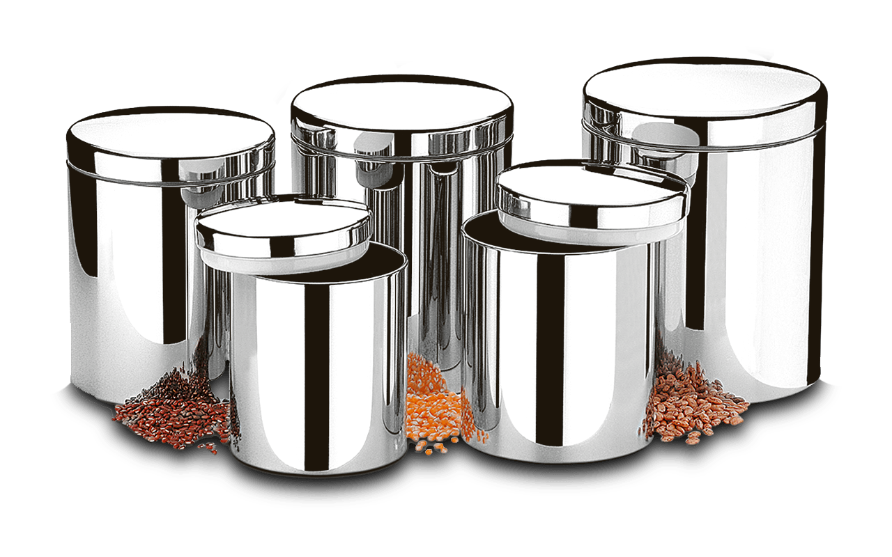 Conjunto De Potes Para Mantimentos Com Tampa 5 Peças - Suprema Inox
