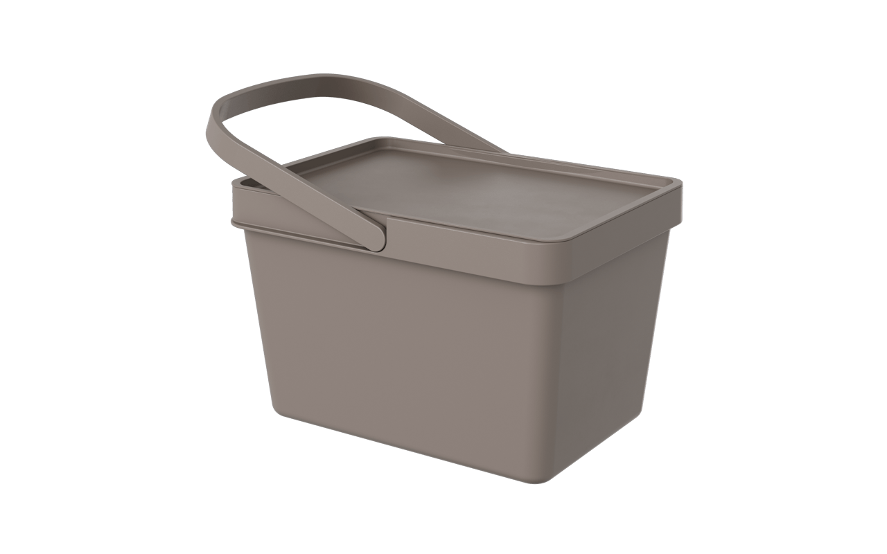 Cesta Com Alça E Tampa/Balde Warm Gray Loft Coza 40,76 X 20,68 X 22,5 Cm 12,5 L Coza