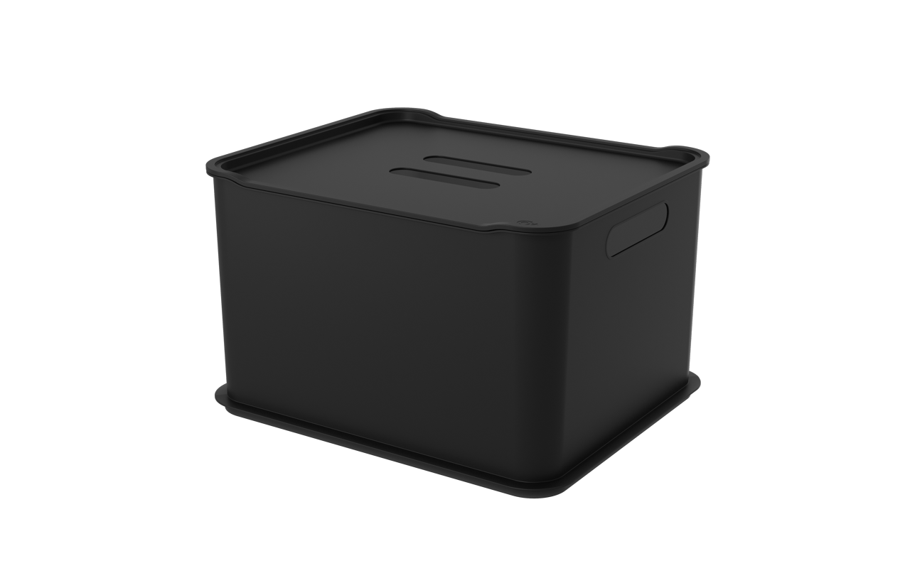 Cesta Ultra Com Tampa Preto Fit Coza 38 X 31,6 X 23,4 Cm Preto