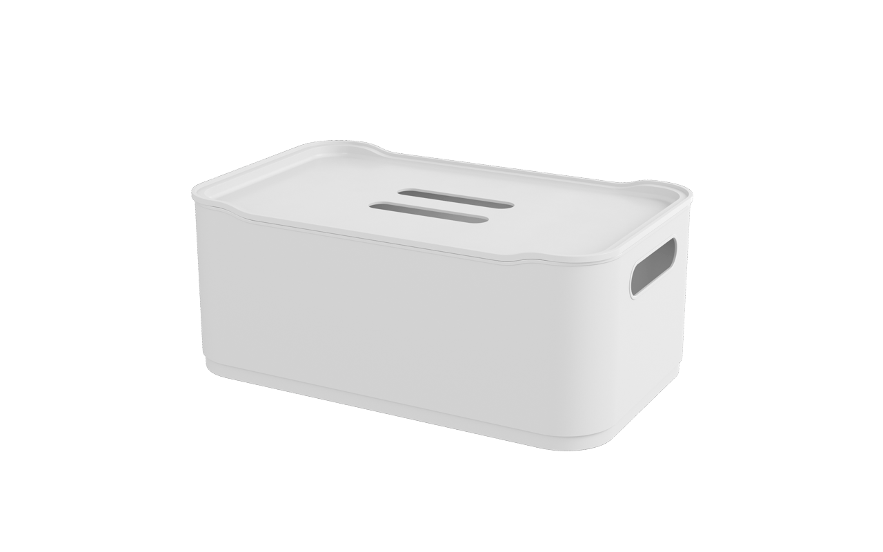 Cesta Grande Com Tampa Branco Fit Coza 30,5 X 18,5 X 12,4 Cm Branco