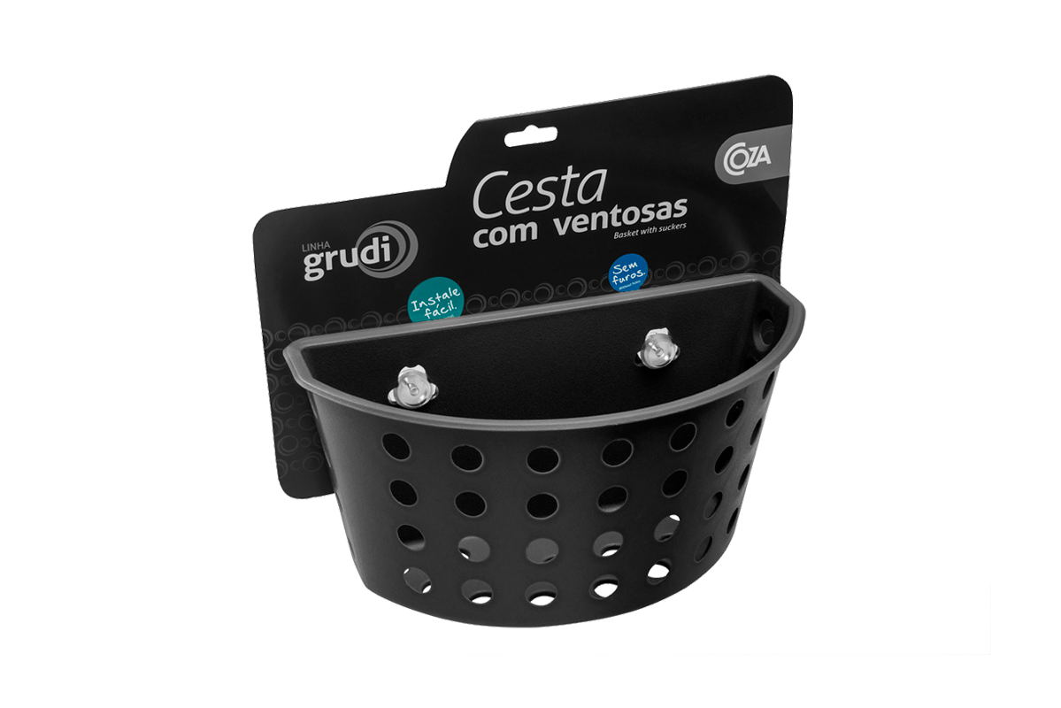 Cesta Com Ventosas One 20,3 X 11,5 X 10 Cm Preto